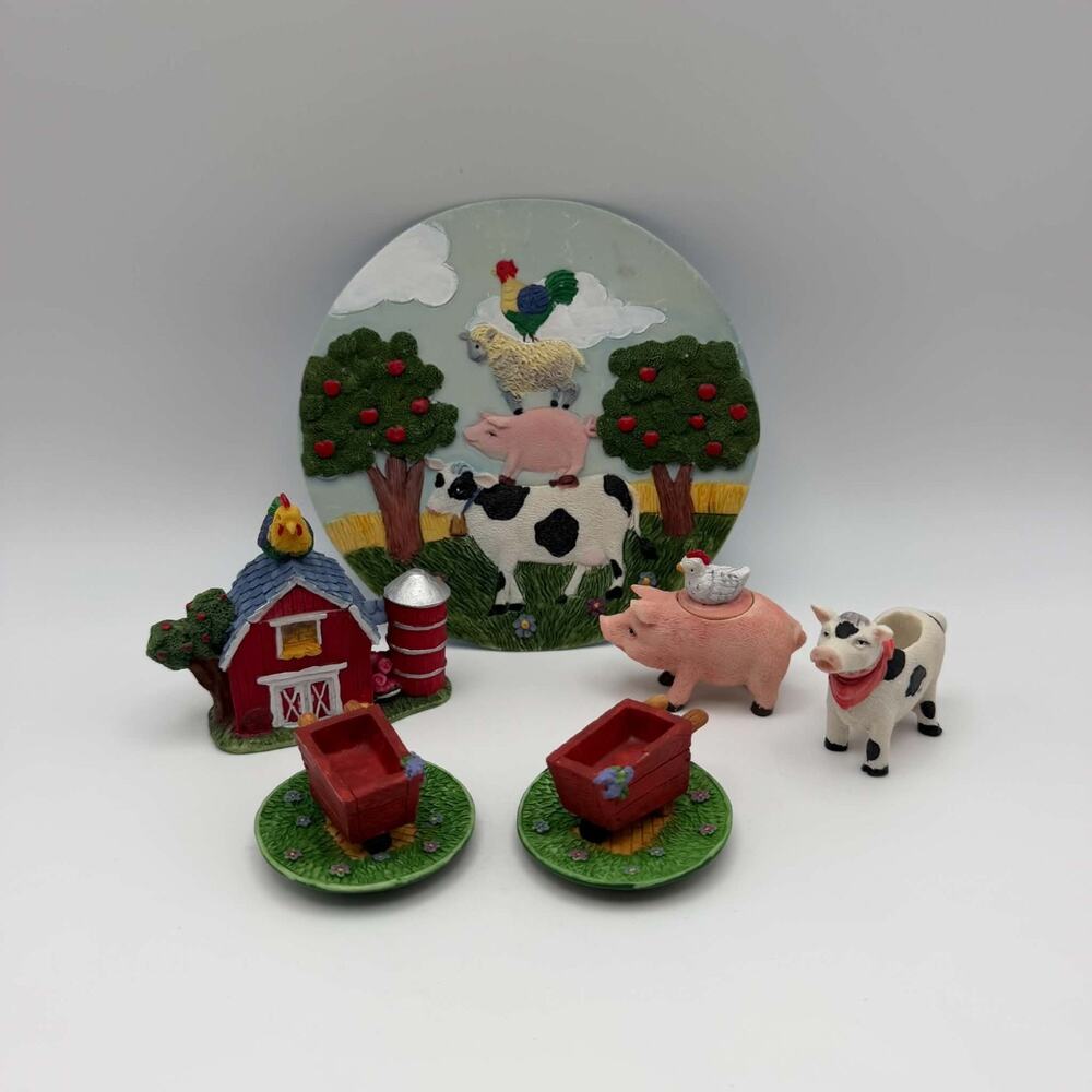 Vintage Collectables Farm Yard Miniature Tea Set 10-Piece Barnyard Animals